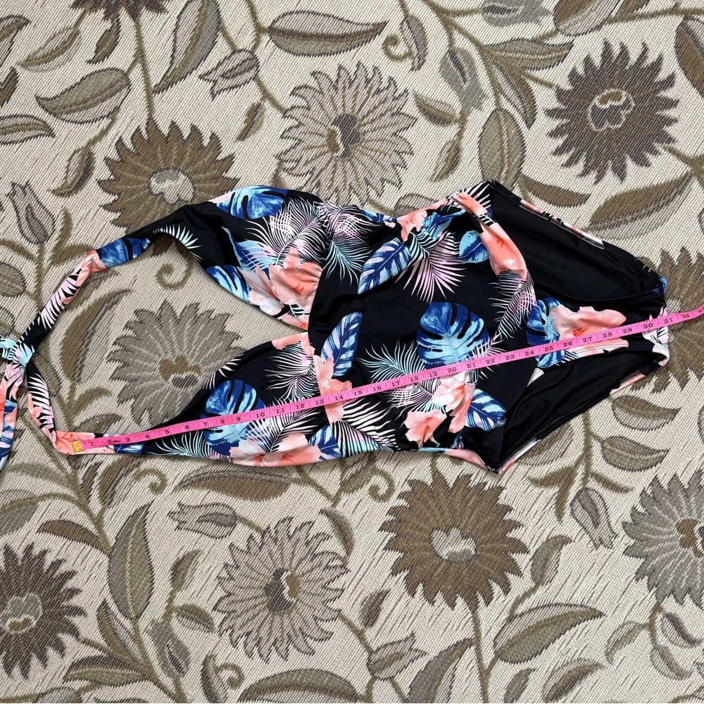DKNY Swimsuit Tropical One Piece Halter XL New - Picture 2 of 5